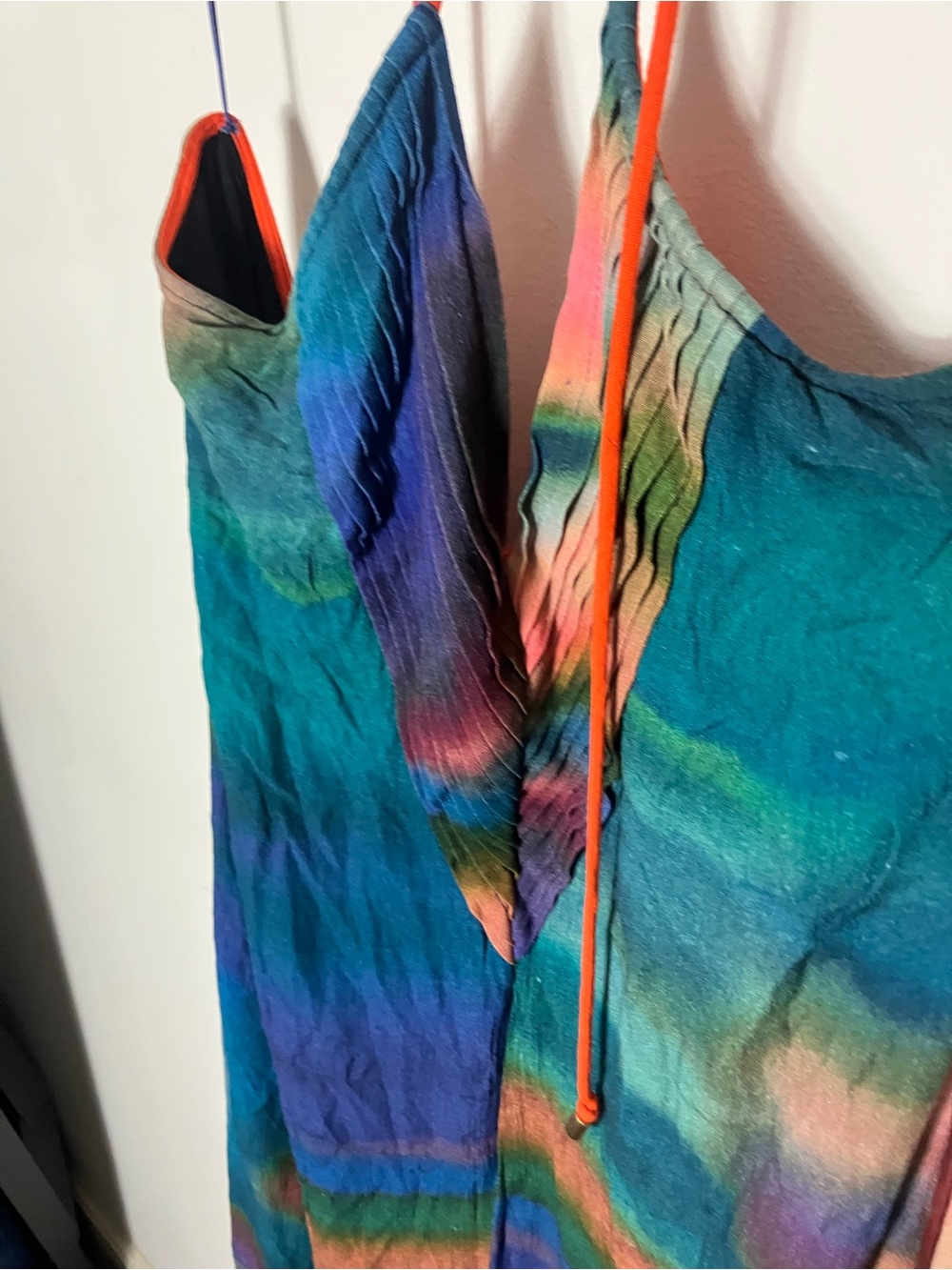 Free People Catalina Halter Maxi Dress Backless Rainbow Tie Dye Boho XL - Picture 6 of 7